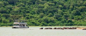 Boat cruising on Kazinga channel